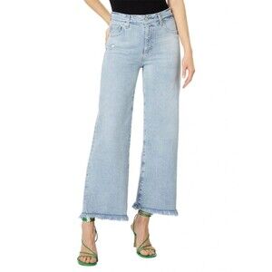 AG Adriano Goldschmied Saige Wide Leg Crop Jeans High Rise Fit Frayed Raw Hem